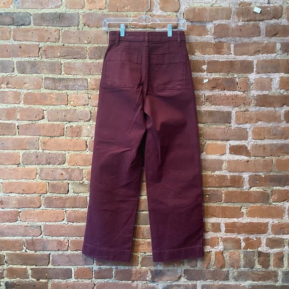 COPY - Madewell Full Length Slim Emmett Pants in Maroon - Picture 3 of 4